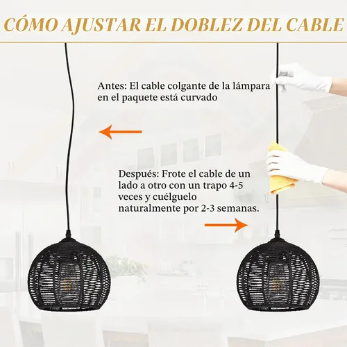 Vista 9 de Ayshwill Dec Lámpara de araña negra tejida estilo boho de ratán y mimbre con cúpula, lámpara colgante para comedor, dormitorio, isla de cocina