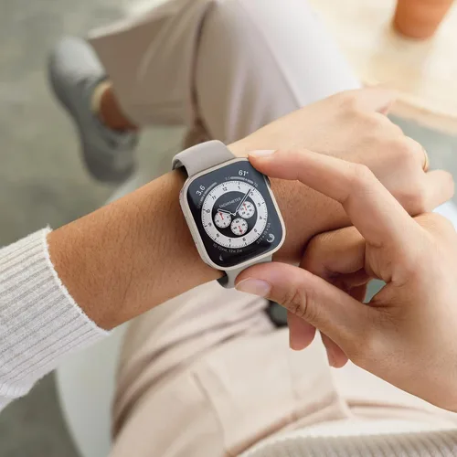 Vista 7 de Paquete de 4 fundas impermeables compatibles con Apple Watch de 1.772 pulgadas Series 9/8/7 con protector de pantalla de vidrio templado, cobertura