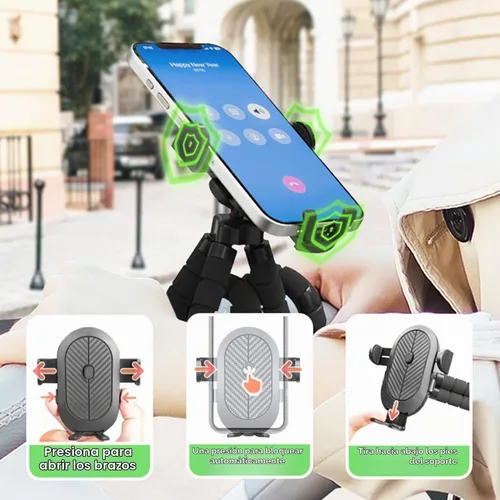 Vista 6 de Soporte para teléfono para cochecito de bebé, soporte para teléfono para carrito de compras, carrito de golf, carrito de empuje, abrazadera portátil