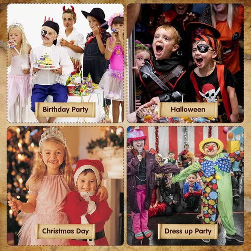 Vista 6 de Joy Bang Disfraz de pirata para niños, disfraces de bucanero de Halloween para niños y niñas de 3 a 12 años, juego de rol de simulación de cosplay