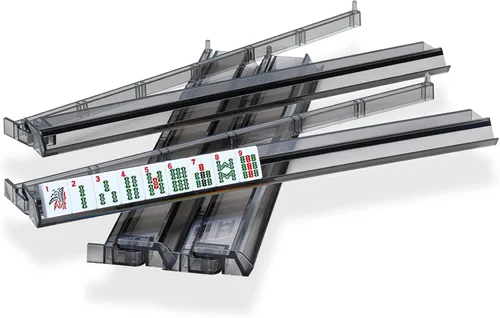 Vista 3 de Mahjong - Soporte y empujador de fichas todo en uno, combo de soporte y empujador de Mahjong de acrílico transparente, soportes modernos de fichas