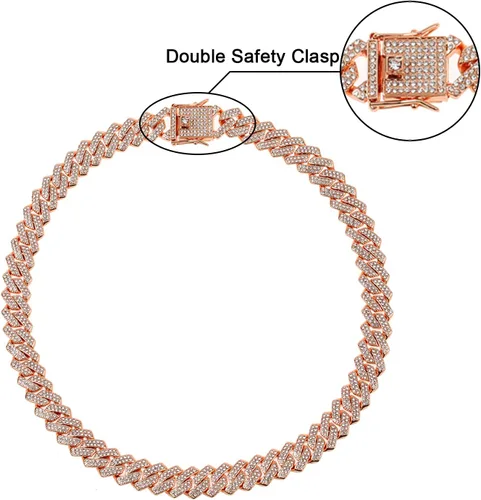 Vista 5 de Saintda Cadena de eslabones cubanos para hombres y mujeres, collar cubano de Miami, cadena de diamantes brillantes, joyería de hip hop con caja