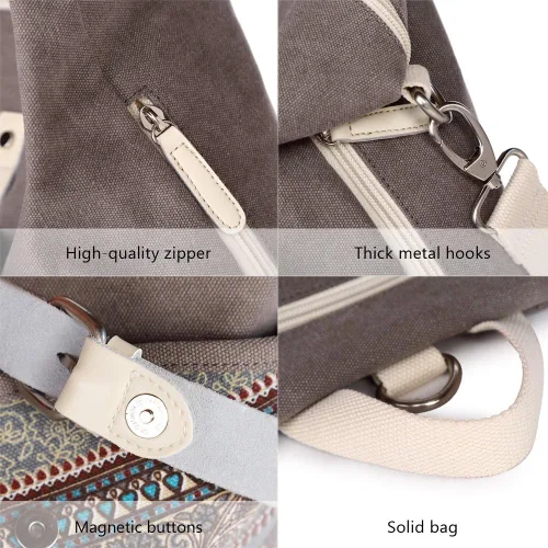 Vista 6 de ArcEnCiel Mochila de lona para mujer y niña