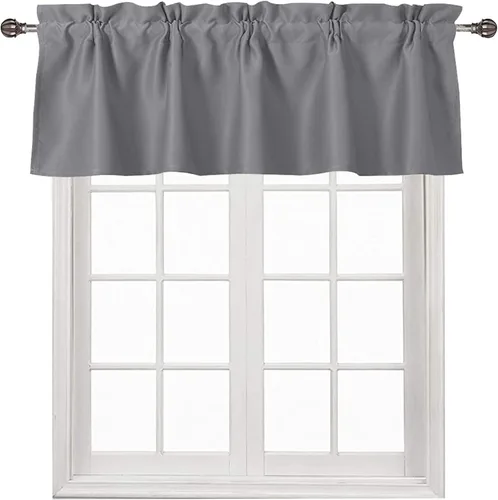 Vista 82 de DWCN Cenefa para ventana de cocina, con bolsillo para barra, para ventana, sala de estar/sótano, 36 x 16 pulgadas de largo, 1 panel, beige