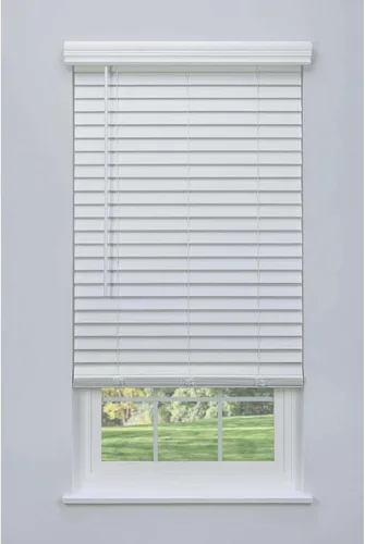 Vista 11 de Linen Avenue Persiana de madera sintética inalámbrica personalizable de 54 a 59 pulgadas de ancho x 40 pulgadas de alto, montaje exterior
