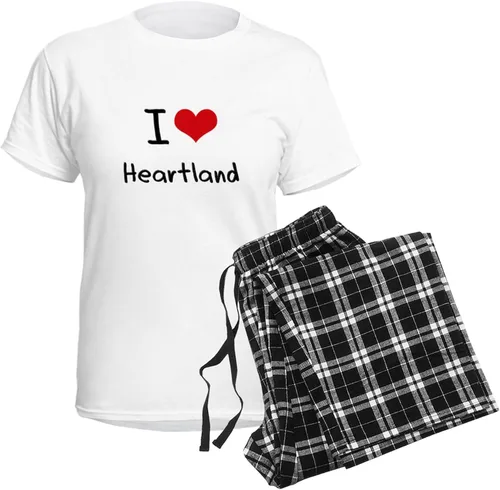 Vista 4 de CafePress I Love Heartland - Conjunto de pijama de algodón para mujer, ropa de dormir cómoda