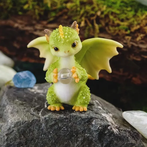 Vista 5 de Top Collection Rex The Green Dragon - Mini figura coleccionable de fantasía (orbe de cristal)