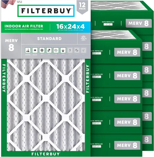 Vista 22 de Filterbuy Filtro de aire MERV 8 de 8 x 14 x 1 pulgadas para defensa contra el polvo y las alergias (paquete de 12), electrostático plisado HVAC