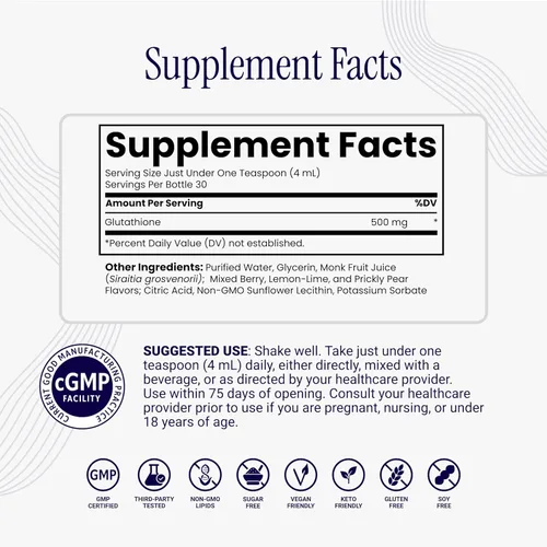 Vista 3 de Rho Nutrition Glutatión liposomal: suplemento líquido de glutatión de ultra alta absorción, apoya la desintoxicación natural, el sistema