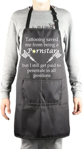 Vista 4 de MBMSO Delantal de tatuaje, delantal de tatuaje, regalo para tatuadores, regalos divertidos para tatuajes, tatuajes, me salvó de ser una estrella