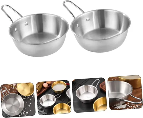 Vista 8 de SHOWERORO Juego de tazones de condimentos de estilo coreano, 2 piezas, mango para cocina coreana, arroz, vino y servir