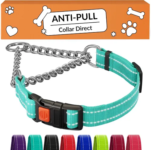 Vista 13 de CollarDirect Martingale - Collar para perro con cadena de acero inoxidable y hebilla de liberación rápida, collar reflectante para perros grandes