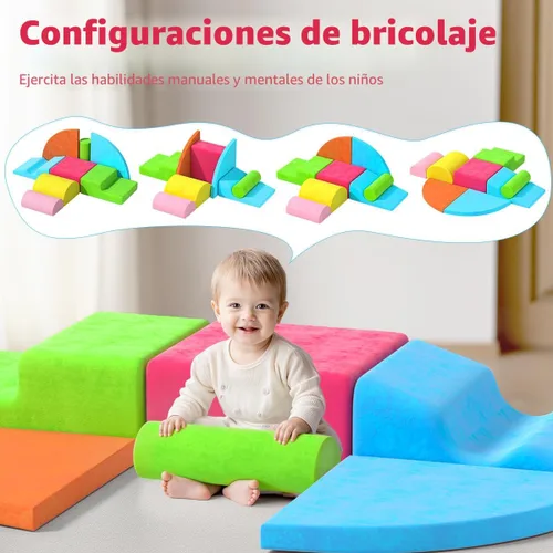 Vista 4 de Bloques de escalada de 8 piezas para niños, juguetes de escalada suaves para interiores para niños pequeños, ideal para gatear y explorar, juego