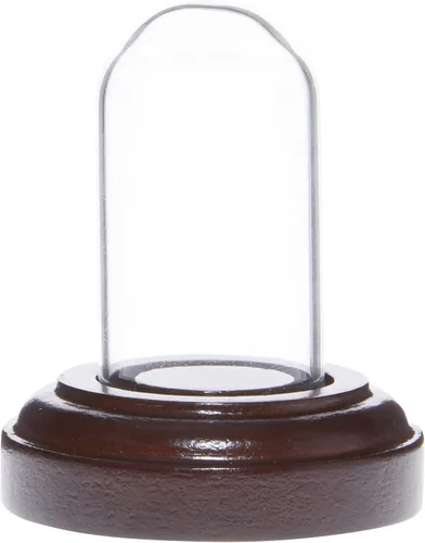 Vista 5 de Plymor Miniatura 1" x 2" Mini Cúpula de exhibición de cristal TINY Cloche (base de chapa de madera negra)