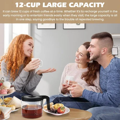 Vista 4 de 12 tazas de repuesto para cafetera de vidrio Keuri-g K-Du o (no modelo Essential), jarra de repuesto para cafetera de 12 tazas, cómodo mango