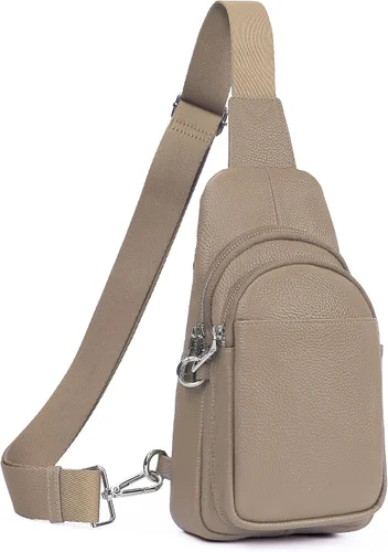 Vista 10 de befen Bolso bandolera pequeño de cuero genuino para mujer, antirrobo, bolsa cruzada para el pecho, riñoneras para viajes con ranuras para tarjetas