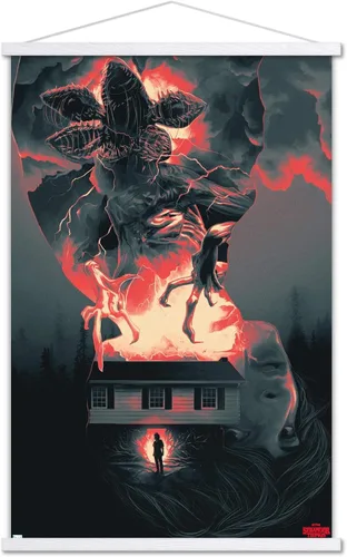 Vista 20 de Trends International Netflix Stranger Things - Póster de pared de siluetas, 22.4 pulgadas de largo x 14.7 pulgadas, versión enmarcada en madera