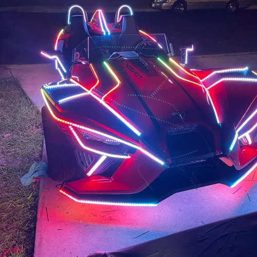 Vista 9 de Tira de luces LED RGB de 14 piezas de 5 pies para Polaris Slingshot Can-Am Spyder Ryker 2015-2026, kit de iluminación de acento de capó de rejilla