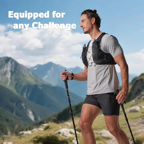 Vista 6 de Chaleco de hidratación para correr para mujeres y hombres, chaleco ligero para agua con 2 botellas blandas TPU de 250 ml, chaleco para corredores