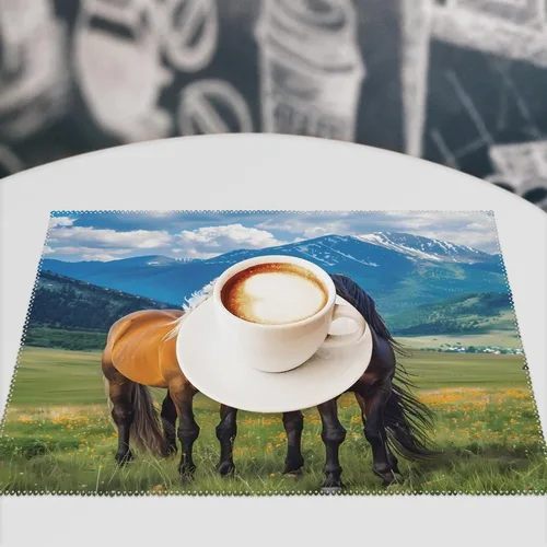 Vista 7 de Playful Horses in The Valley Placemats Set of 6 Resistant Table Mats Washable Place Mats for Dinner Party Table Decoration