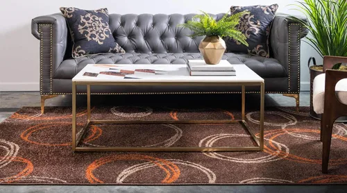 Vista 3 de Unique Loom - Tapete con diseño abstracto, informal, moderno y contemporáneo de la colección otoñal, rectangular de 2 x 3 pies, diseño con círculos