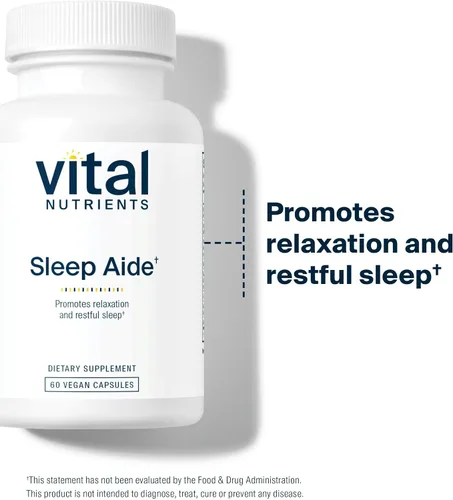 Vista 4 de Vital Nutrients Ayuda para dormir Promueve el sueño reparador Raíz de valeriana, L-teanina, bálsamo de limón y melatonina Suplemento vegano