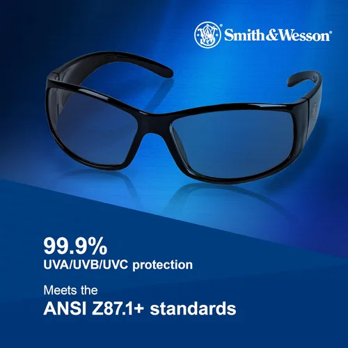 Vista 6 de Smith & Wesson Gafas de seguridad Elite (21306), lentes para interiores y exteriores, montura negra, unisex para hombres y mujeres (12 unidades)