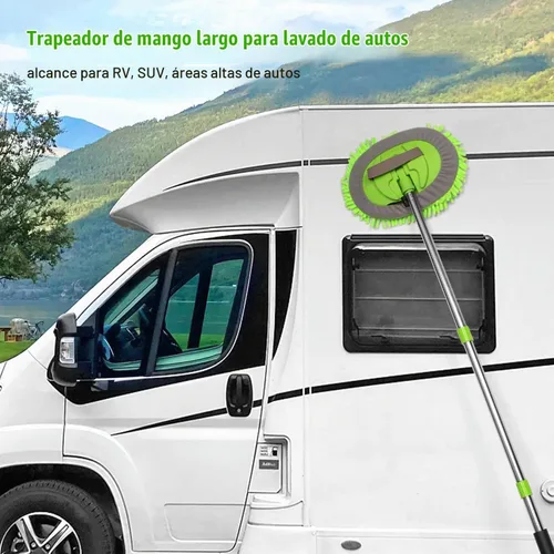 Vista 3 de Juego de 62" de cepillo de lavado de coche con mango largo, manopla de microfibra de chenilla, kits de limpieza para parabrisas, limpiaparabrisas