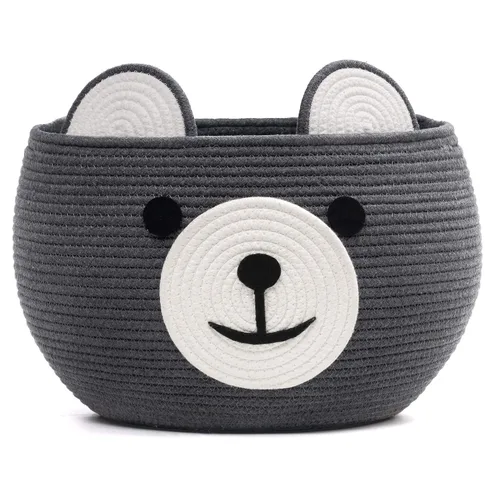 Vista 11 de CherryNow Cesta de cuerda tejida, cestas de oso para regalos vacías, cesta de almacenamiento grande para sala de estar, guardería, cestas