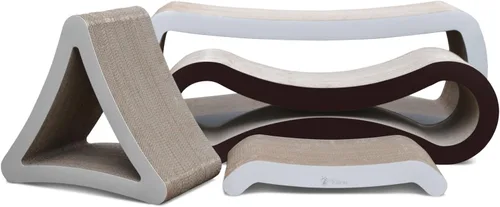 Vista 9 de PetFusion Almohadilla abatible para rascar gatos, 2 diseños en uno Estándar - Blanco