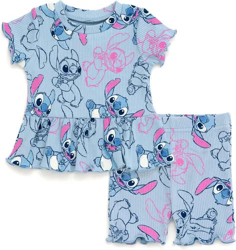 Vista 9 de Disney Conjunto de camiseta acanalada y pantalones cortos de ciclismo para recién nacidos a niños grandes (0-3 meses - 14-16)