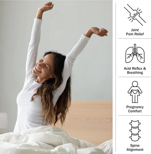 Vista 2 de Lavish Home Almohada de cuña de espuma con funda extraíble con cremallera, almohada elevada para dormir o sentarse en la cama, ayuda con ronquidos