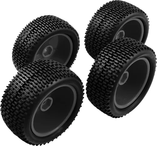 Vista 3 de Neumático de goma OD 88mm/3.46" delantero trasero y llantas de rueda de plástico con cubo de 12mm Hex compatibles con Redcat Tornado Shockwave HPI