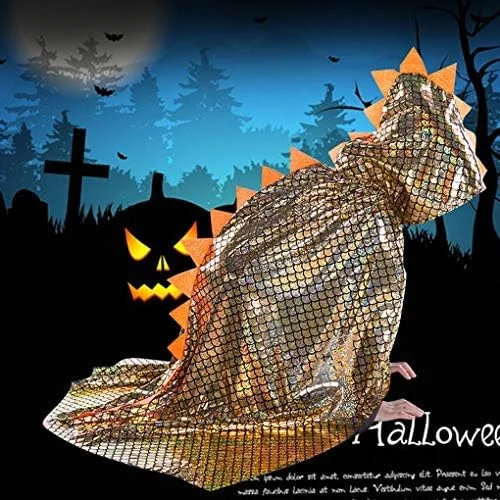 Vista 2 de Capa de dinosaurio para niños y niñas, capa con capucha de dragón, disfraz de Halloween, Navidad, disfraces de cosplay