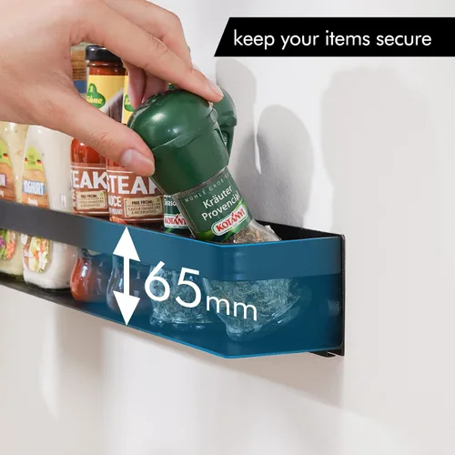 Vista 7 de KES KSR401S40-BK-P2 - Organizador de especias de cocina, organizador de condimentos de aluminio de 16 pulgadas, soporte para especias de pared