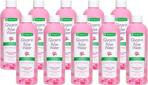 Vista 13 de De La Cruz Agua de rosas y glicerina para rostro - Tónico facial de agua de rosas e hidratante para piel y cabello, 8 fl oz (8.0 fl oz) - 3 botellas