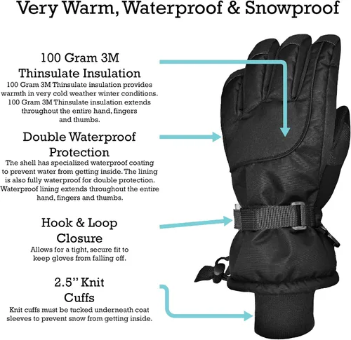 Vista 3 de N'Ice Caps - Guantes de invierno cálidos impermeables para niños con tecnología Thinsulate