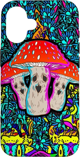 Vista 32 de Funda de regalo con ácido de seta, diseño psicodélico de cara aterradora con hongos mágicos para iPhone 17