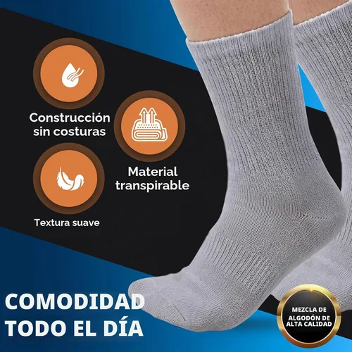 Vista 2 de Debra Weitzner Diabetic Socks For Men and Women Loose Fit Non-Binding Cotton Crew Socks 6 Pairs 6 pares de color beige