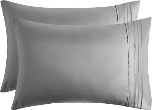 Vista 9 de Hannah Linen Fundas de almohada Queen – Juego de 2 fundas de almohada negras de microfibra cepillada – Cierre de envoltura de 20 x 30 pulgadas