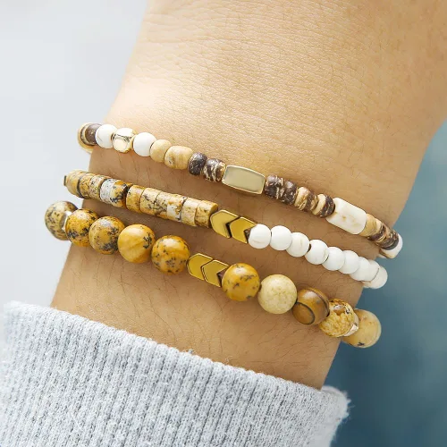 Vista 2 de Pulsera gótica ajustable punk trenzada multicapa Grunge conjunto de pulseras con cuentas Emo Metal Cuff Wrap Pulseras apilables regalo