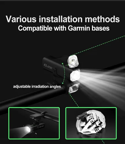 Vista 6 de TOWILD CL1200 Bike Lights for Night Riding,Compatible with Garmin/GoPro Mount,1200 Lumen Bike Headlight,5000mAh Rechargeable Battery,Waterproof Bike