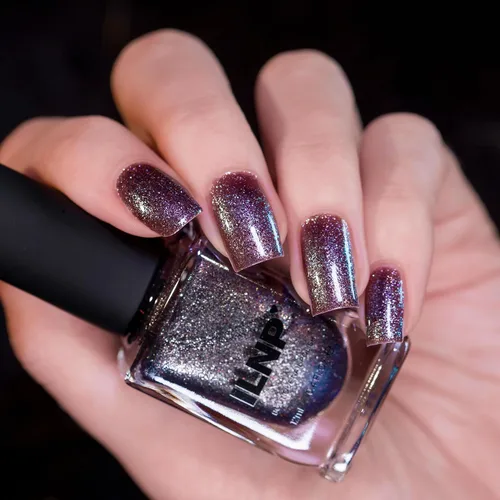 Vista 3 de ILNP Moondust Esmalte de uñas holográfico brillante plateado estelar