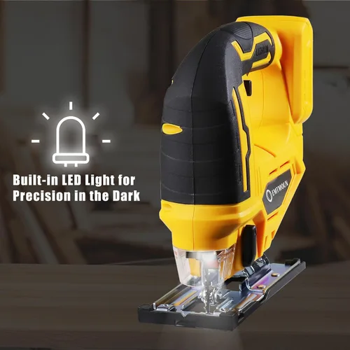 Vista 8 de Sierra de calar inalámbrica compatible con batería Dewalt de 20 V máximo, sierra de calar sin escobillas para 3 ajustes orbitales, 3200 RPM, cortes