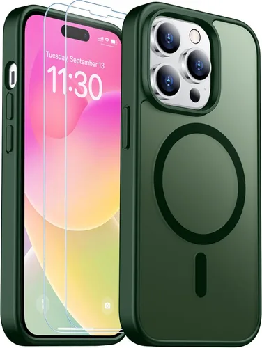 Vista 293 de SPIDERCASE Funda magnética translúcida diseñada para iPhone 11, con 2 protectores de pantalla de vidrio templado, antihuellas, para iPhone 11 de 6.1