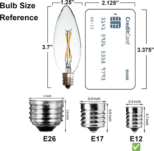 Vista 7 de Paquete de 6 bombillas LED Edison B10 C32, equivalente a 25 vatios, base E12, CRI 85-90 2700K blanco cálido, bombilla afilada de vidrio transparente