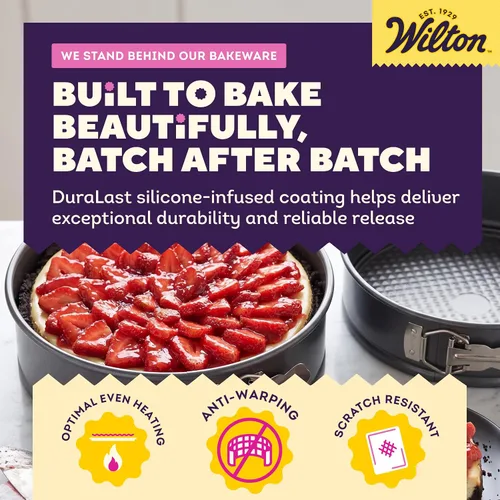 Vista 6 de Wilton Platinum - Molde para pastel de queso de 9 pulgadas con forma desmontable antiadherente, sartenes para hornear de acero inoxidable, fabricado