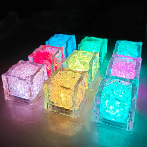 Vista 10 de Paquete de 120 cubitos de hielo iluminados, cubitos de hielo LED que brillan para bebidas con sensor de líquido, luces LED impermeables multicolor