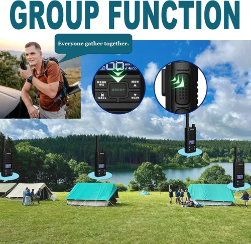 Vista 4 de SAMCOM Walkie Talkies GMRS de largo alcance con micrófono de altavoz USB-C, paquete de 4, radios bidireccionales de mano GMRS de largo alcance