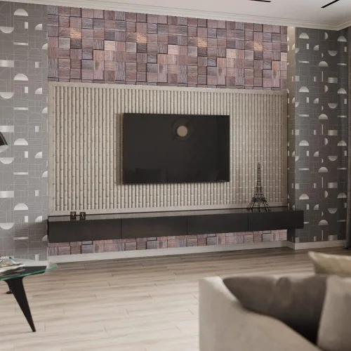 Vista 5 de Alenor Tessera Ice - Paneles de pared de madera 3D de 5.80 pies cuadrados, juego de paneles de madera natural recuperada, ajuste sin costuras, Hielo